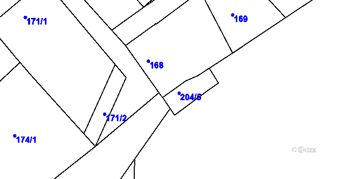 Parcela st. 204/3 v KÚ Hudcov, Katastrální mapa