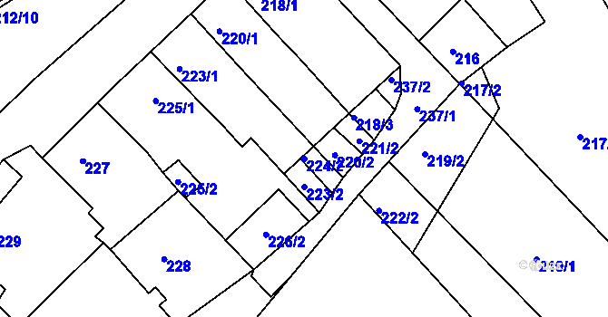 Parcela st. 224/2 v KÚ Hudcov, Katastrální mapa