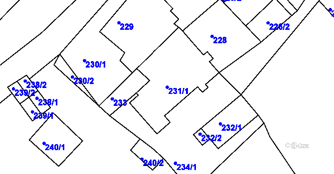 Parcela st. 231/1 v KÚ Hudcov, Katastrální mapa