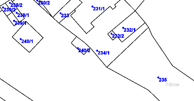 Parcela st. 234/1 v KÚ Hudcov, Katastrální mapa