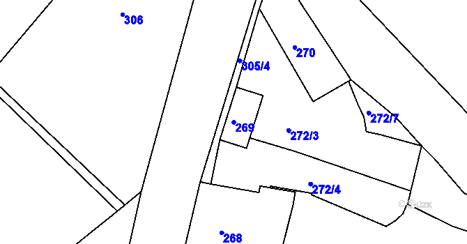 Parcela st. 269 v KÚ Hudcov, Katastrální mapa