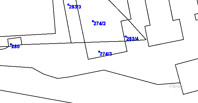 Parcela st. 274/3 v KÚ Hudcov, Katastrální mapa