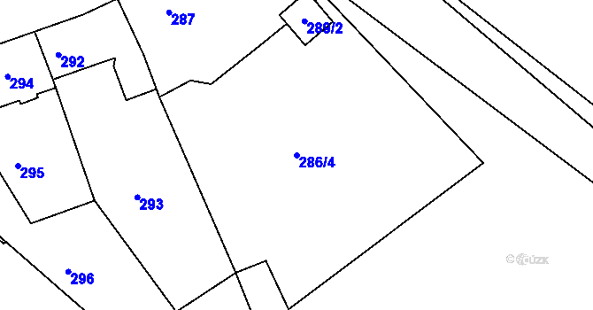 Parcela st. 286/4 v KÚ Hudcov, Katastrální mapa