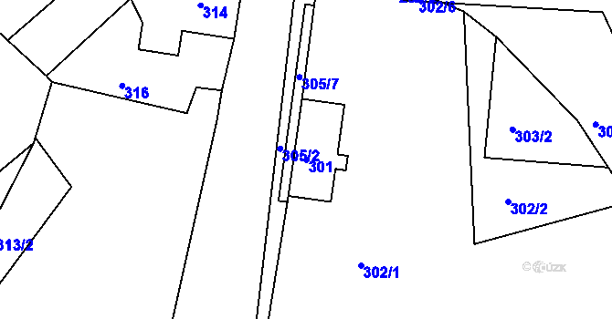 Parcela st. 301 v KÚ Hudcov, Katastrální mapa