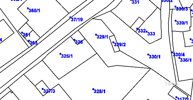 Parcela st. 325/2 v KÚ Hudcov, Katastrální mapa