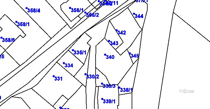 Parcela st. 340 v KÚ Hudcov, Katastrální mapa