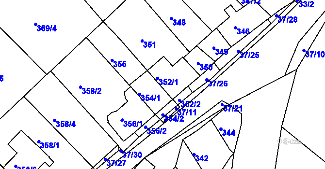 Parcela st. 352/1 v KÚ Hudcov, Katastrální mapa