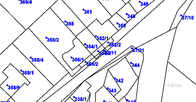 Parcela st. 354/2 v KÚ Hudcov, Katastrální mapa