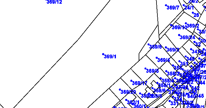 Parcela st. 369/1 v KÚ Hudcov, Katastrální mapa
