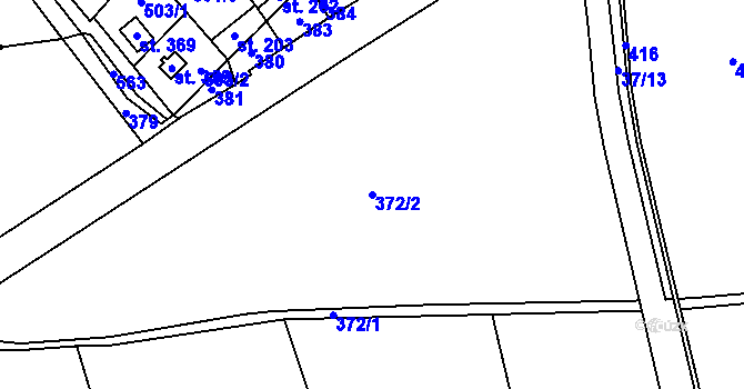 Parcela st. 372/2 v KÚ Hudcov, Katastrální mapa
