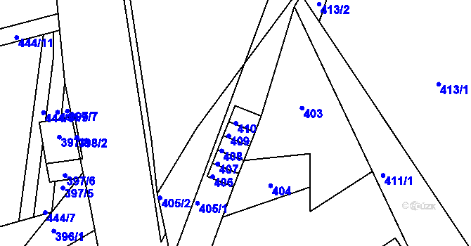 Parcela st. 410 v KÚ Hudcov, Katastrální mapa