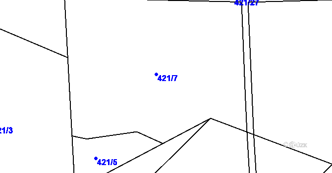 Parcela st. 421/7 v KÚ Hudcov, Katastrální mapa