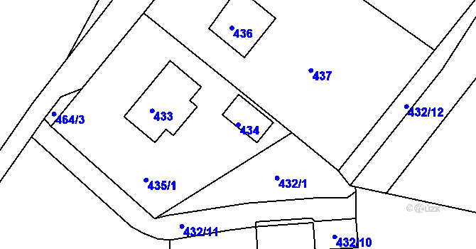 Parcela st. 434 v KÚ Hudcov, Katastrální mapa