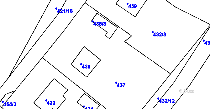Parcela st. 438/2 v KÚ Hudcov, Katastrální mapa