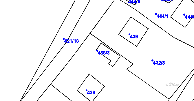 Parcela st. 438/3 v KÚ Hudcov, Katastrální mapa