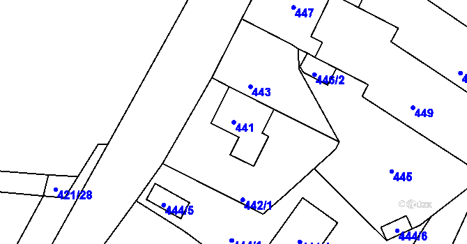 Parcela st. 441 v KÚ Hudcov, Katastrální mapa