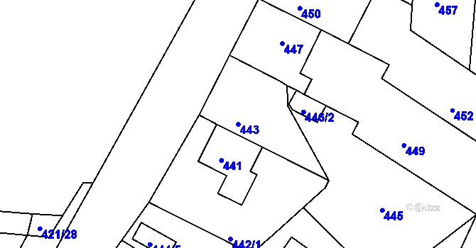Parcela st. 443 v KÚ Hudcov, Katastrální mapa