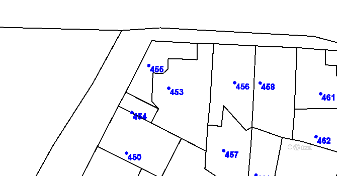 Parcela st. 453 v KÚ Hudcov, Katastrální mapa