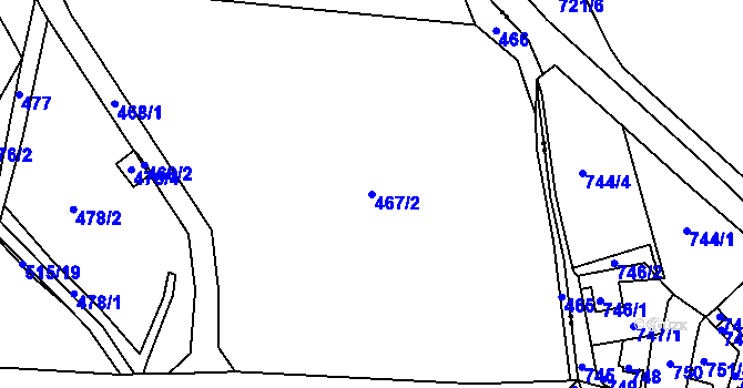 Parcela st. 467/2 v KÚ Hudcov, Katastrální mapa