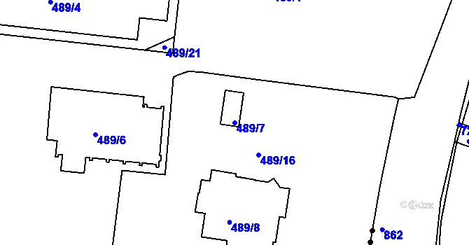 Parcela st. 489/7 v KÚ Hudcov, Katastrální mapa