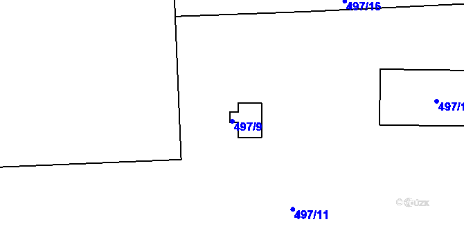 Parcela st. 497/9 v KÚ Hudcov, Katastrální mapa