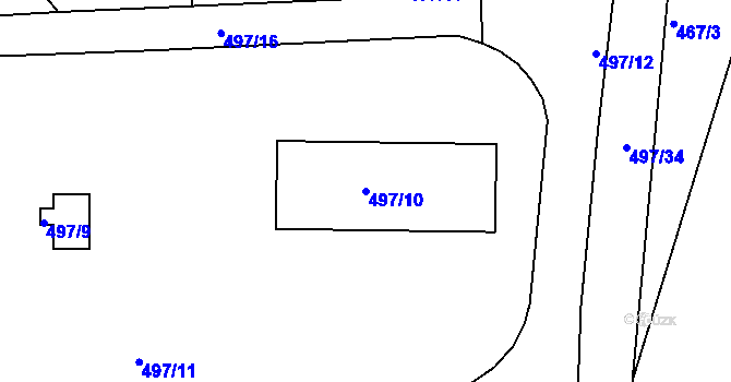 Parcela st. 497/10 v KÚ Hudcov, Katastrální mapa