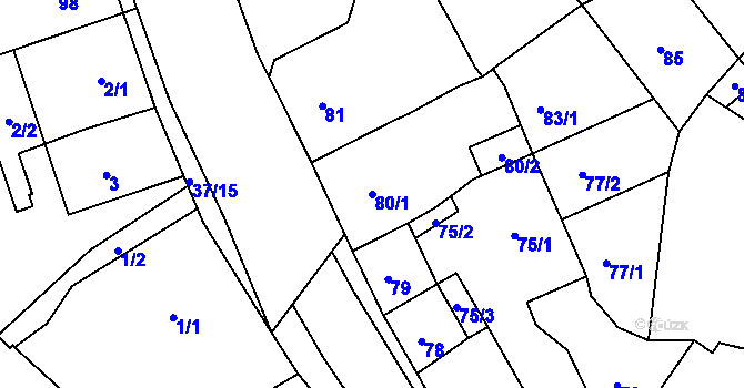 Parcela st. 80/1 v KÚ Hudcov, Katastrální mapa