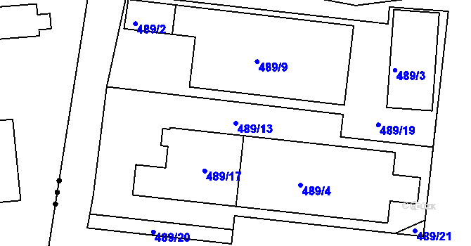 Parcela st. 489/13 v KÚ Hudcov, Katastrální mapa