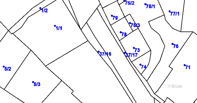 Parcela st. 37/16 v KÚ Hudcov, Katastrální mapa