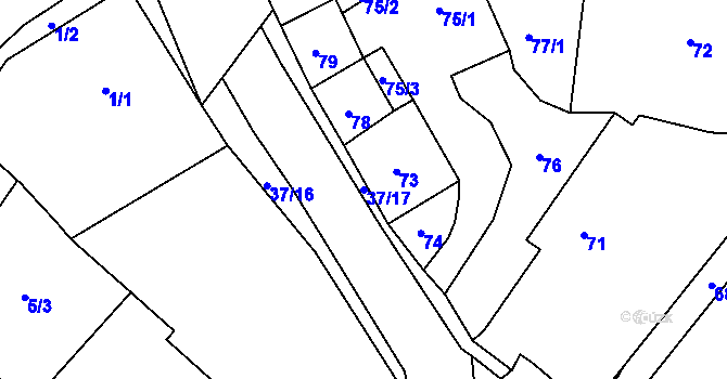 Parcela st. 37/17 v KÚ Hudcov, Katastrální mapa