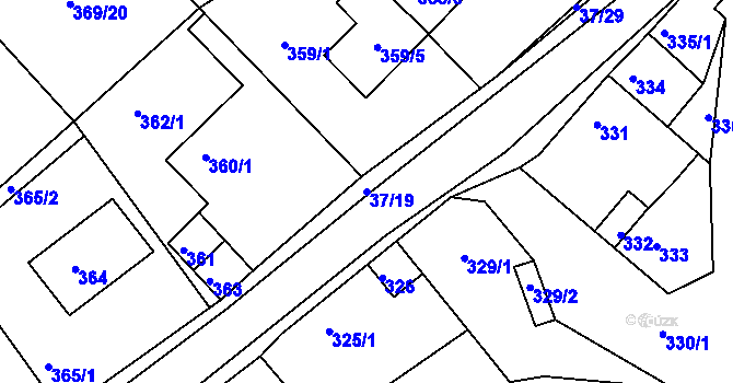 Parcela st. 37/19 v KÚ Hudcov, Katastrální mapa