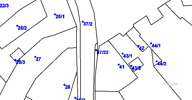 Parcela st. 37/22 v KÚ Hudcov, Katastrální mapa