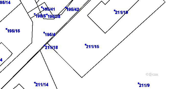 Parcela st. 211/15 v KÚ Hudcov, Katastrální mapa