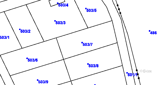 Parcela st. 503/7 v KÚ Hudcov, Katastrální mapa