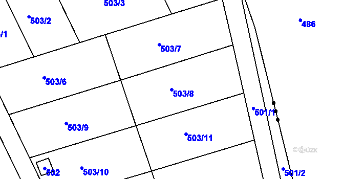 Parcela st. 503/8 v KÚ Hudcov, Katastrální mapa