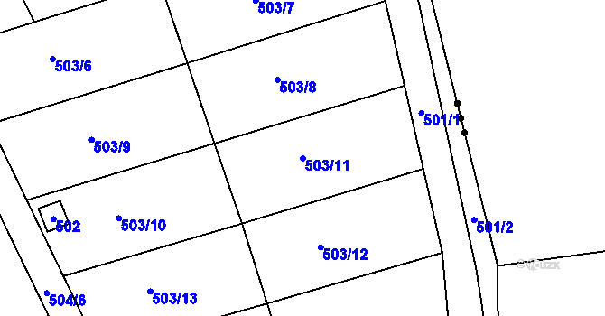 Parcela st. 503/11 v KÚ Hudcov, Katastrální mapa