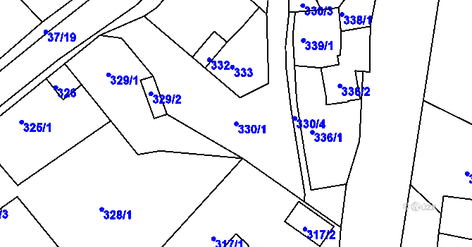 Parcela st. 330/1 v KÚ Hudcov, Katastrální mapa
