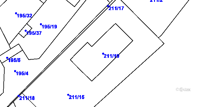 Parcela st. 211/19 v KÚ Hudcov, Katastrální mapa