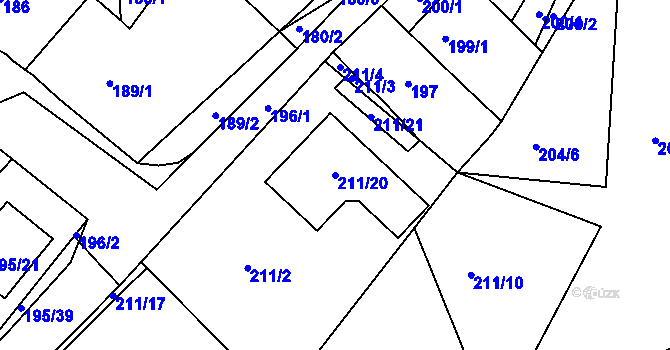 Parcela st. 211/20 v KÚ Hudcov, Katastrální mapa