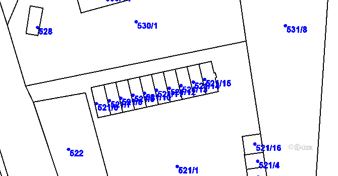 Parcela st. 521/12 v KÚ Hudcov, Katastrální mapa