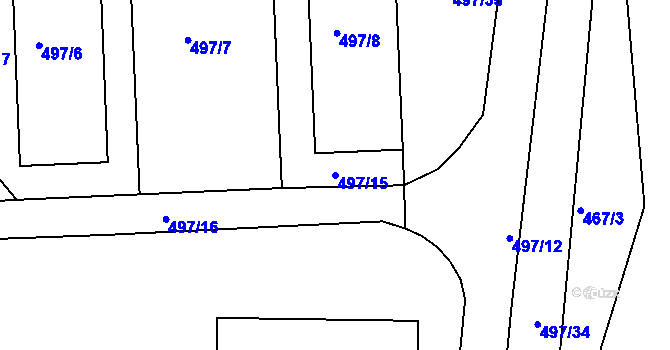 Parcela st. 497/15 v KÚ Hudcov, Katastrální mapa