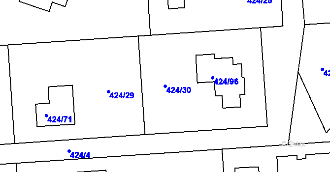 Parcela st. 424/30 v KÚ Hudcov, Katastrální mapa