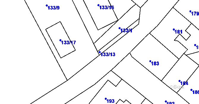 Parcela st. 133/13 v KÚ Hudcov, Katastrální mapa