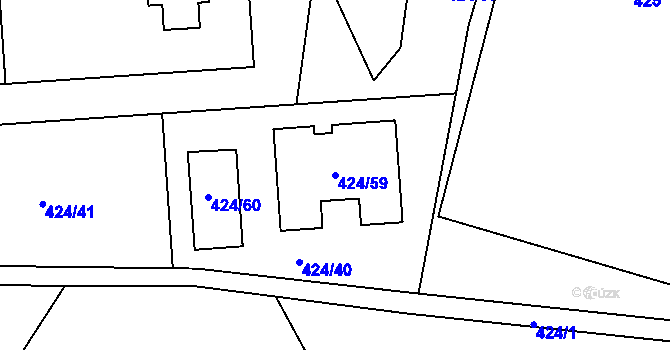 Parcela st. 424/59 v KÚ Hudcov, Katastrální mapa