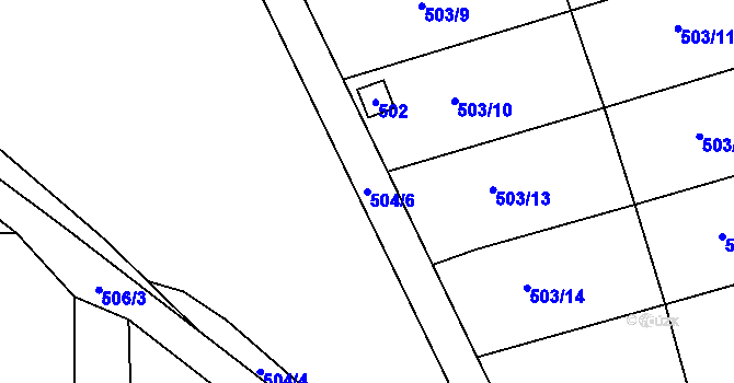 Parcela st. 504/6 v KÚ Hudcov, Katastrální mapa