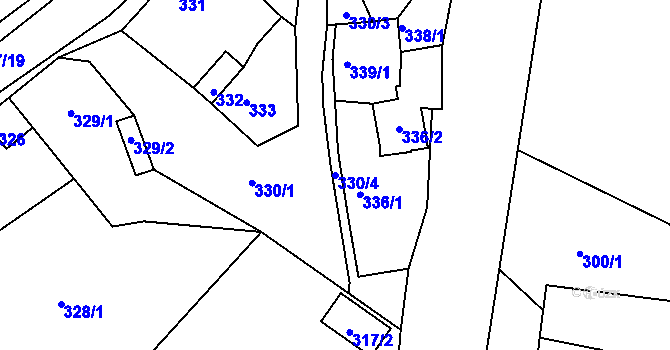 Parcela st. 330/4 v KÚ Hudcov, Katastrální mapa