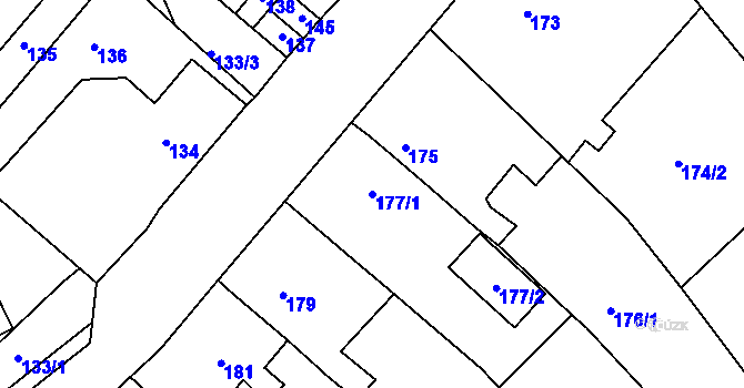 Parcela st. 177/1 v KÚ Hudcov, Katastrální mapa