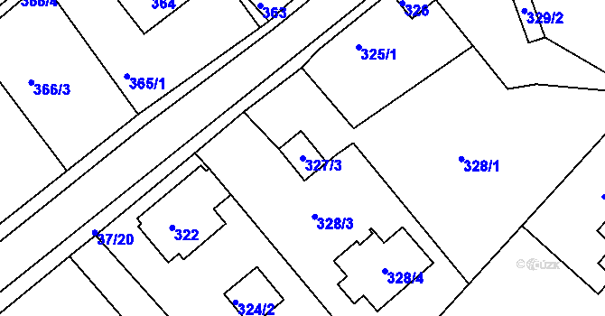 Parcela st. 327/3 v KÚ Hudcov, Katastrální mapa