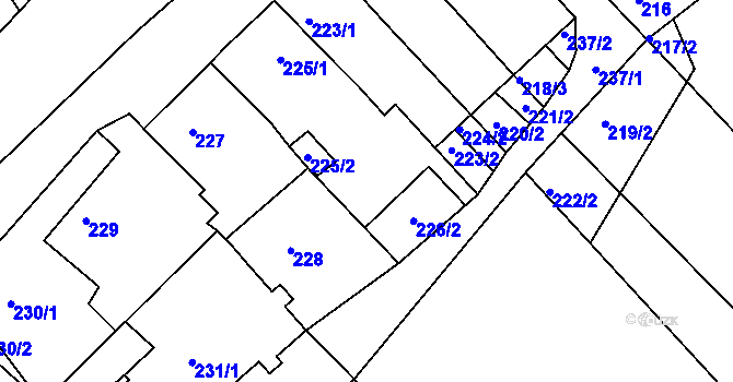 Parcela st. 226/1 v KÚ Hudcov, Katastrální mapa