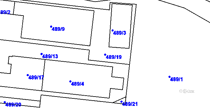 Parcela st. 489/19 v KÚ Hudcov, Katastrální mapa